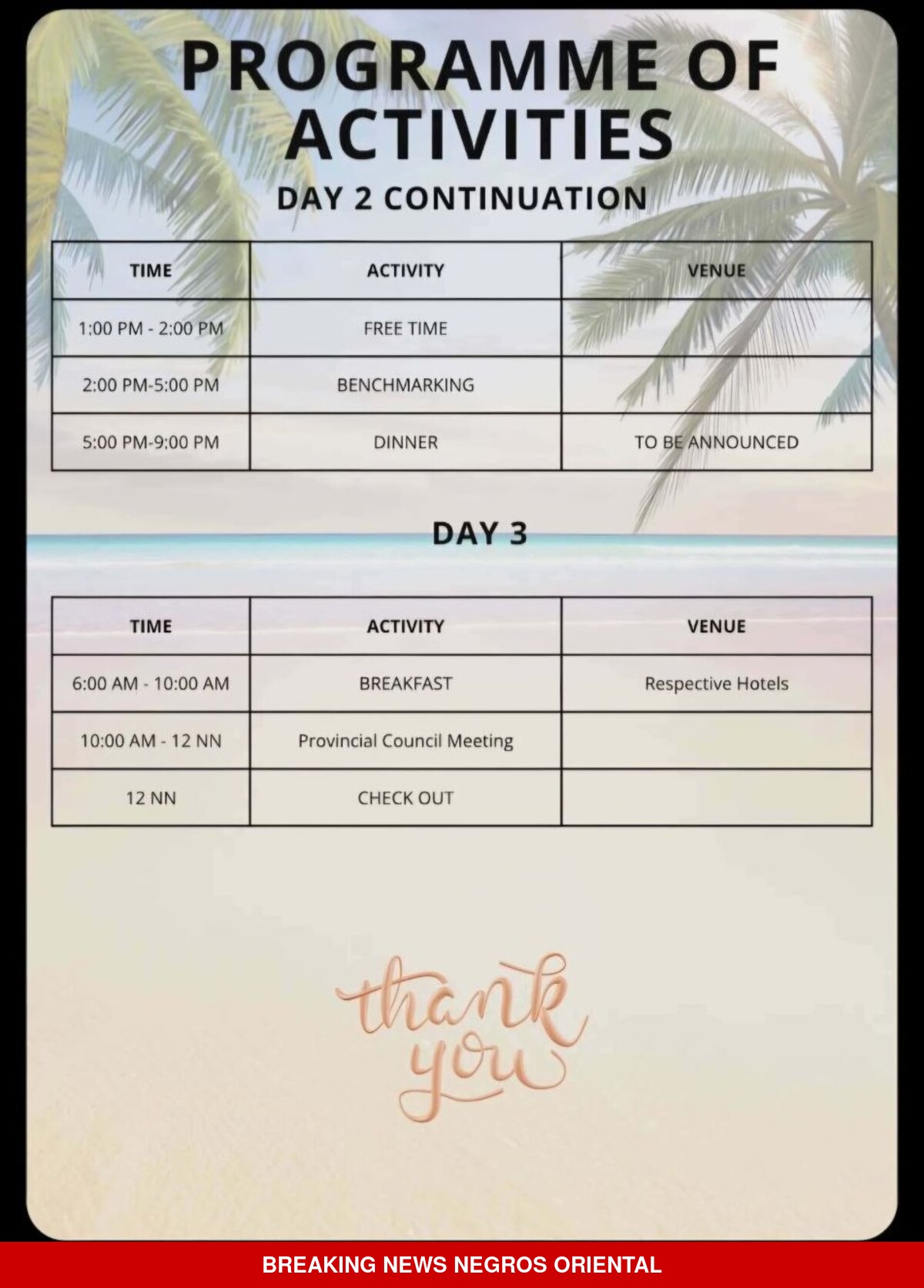 Negros Oriental Barangay Leaders Convene in Boracay