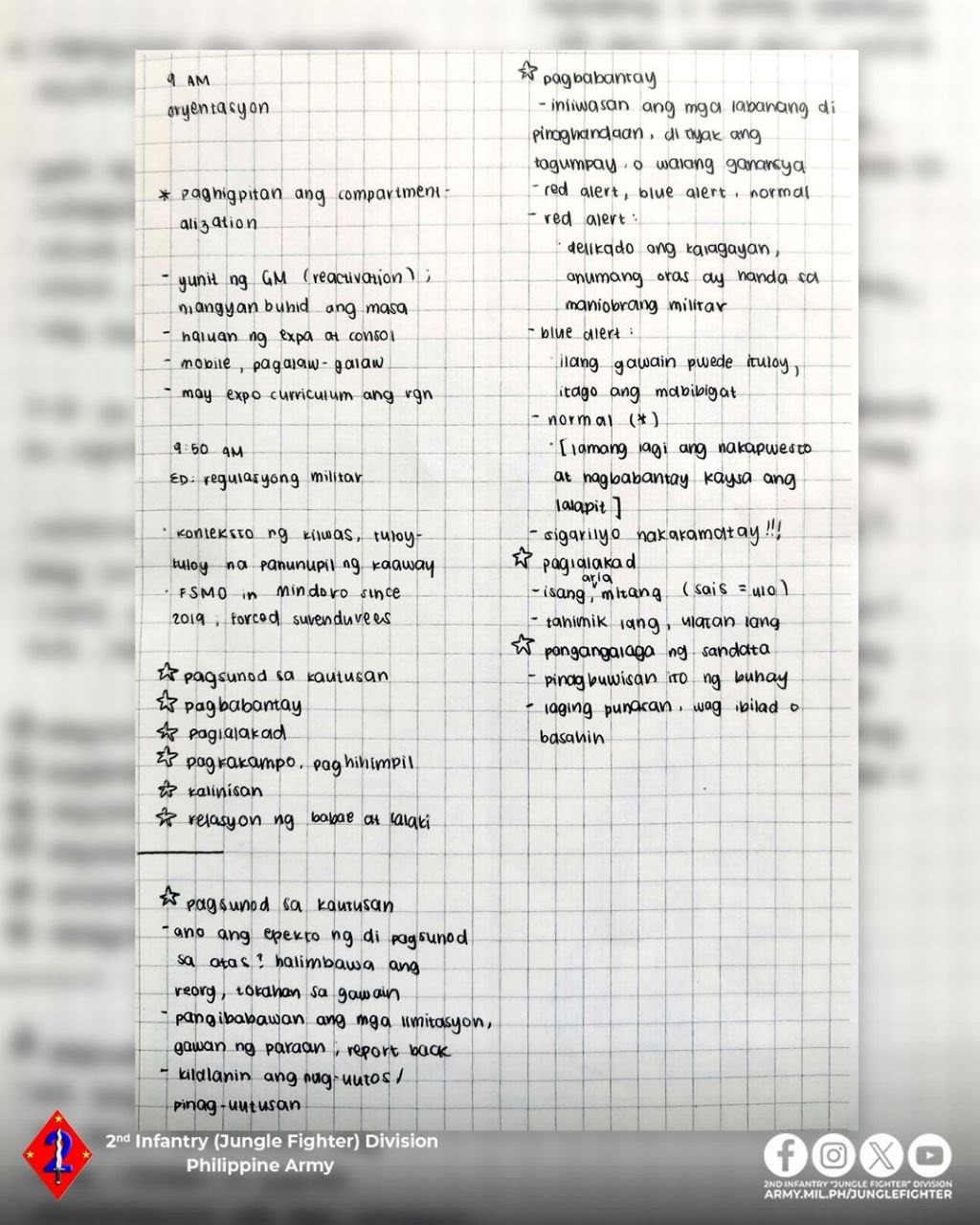 OcMin Encounter: Notebook Reveals NPA Recruit Life