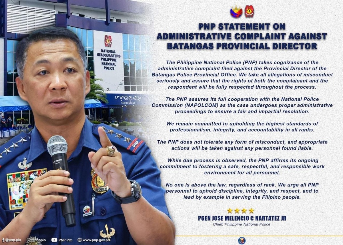Batangas Police Chief Faces Administrative Case, PNP Vows Probe