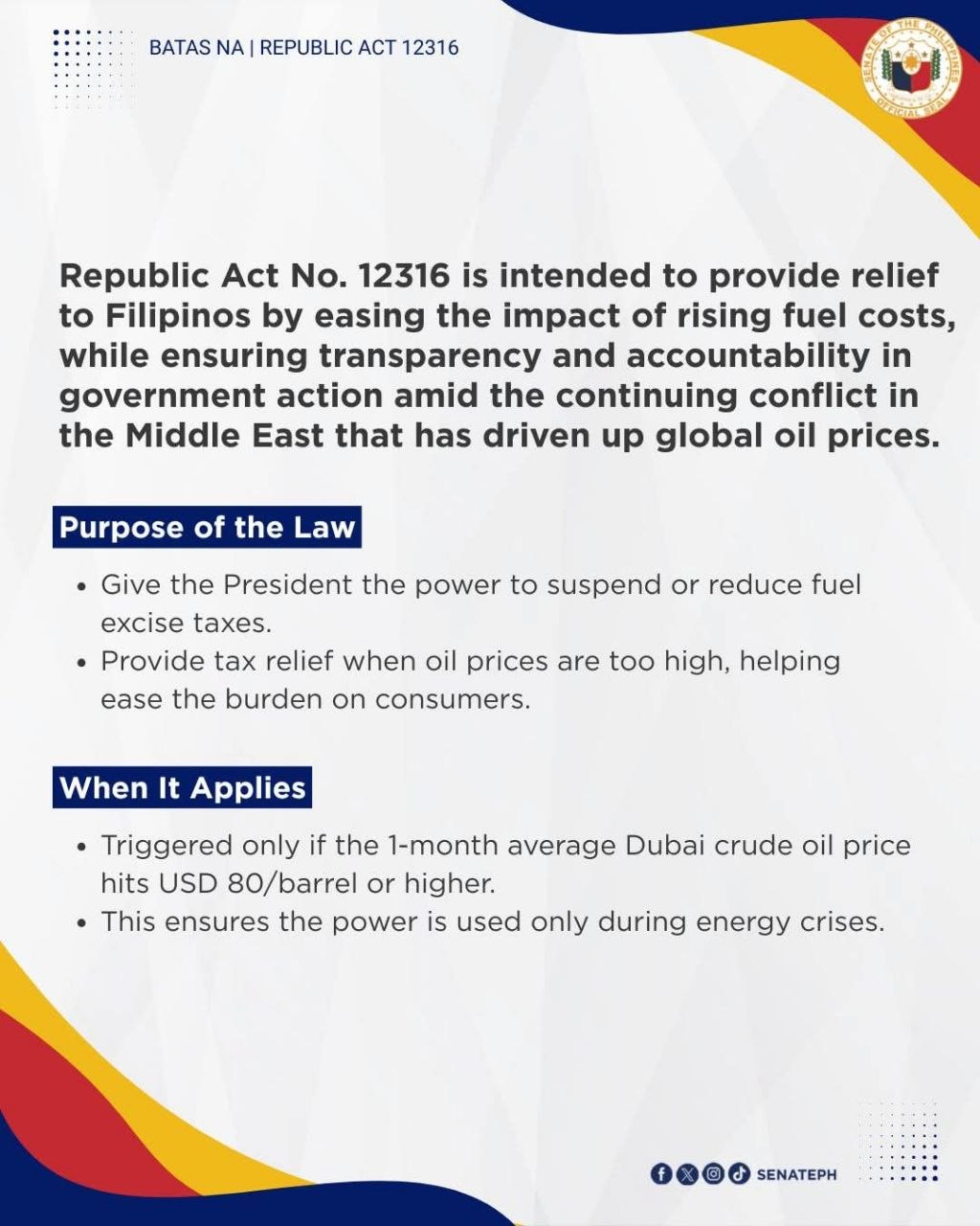 New Law Gives President Power to Cut Fuel Taxes During Oil Crisis