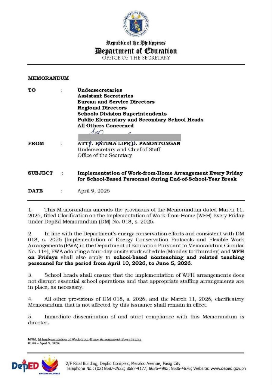 DepEd Implements Weekly Remote Work for School Personnel