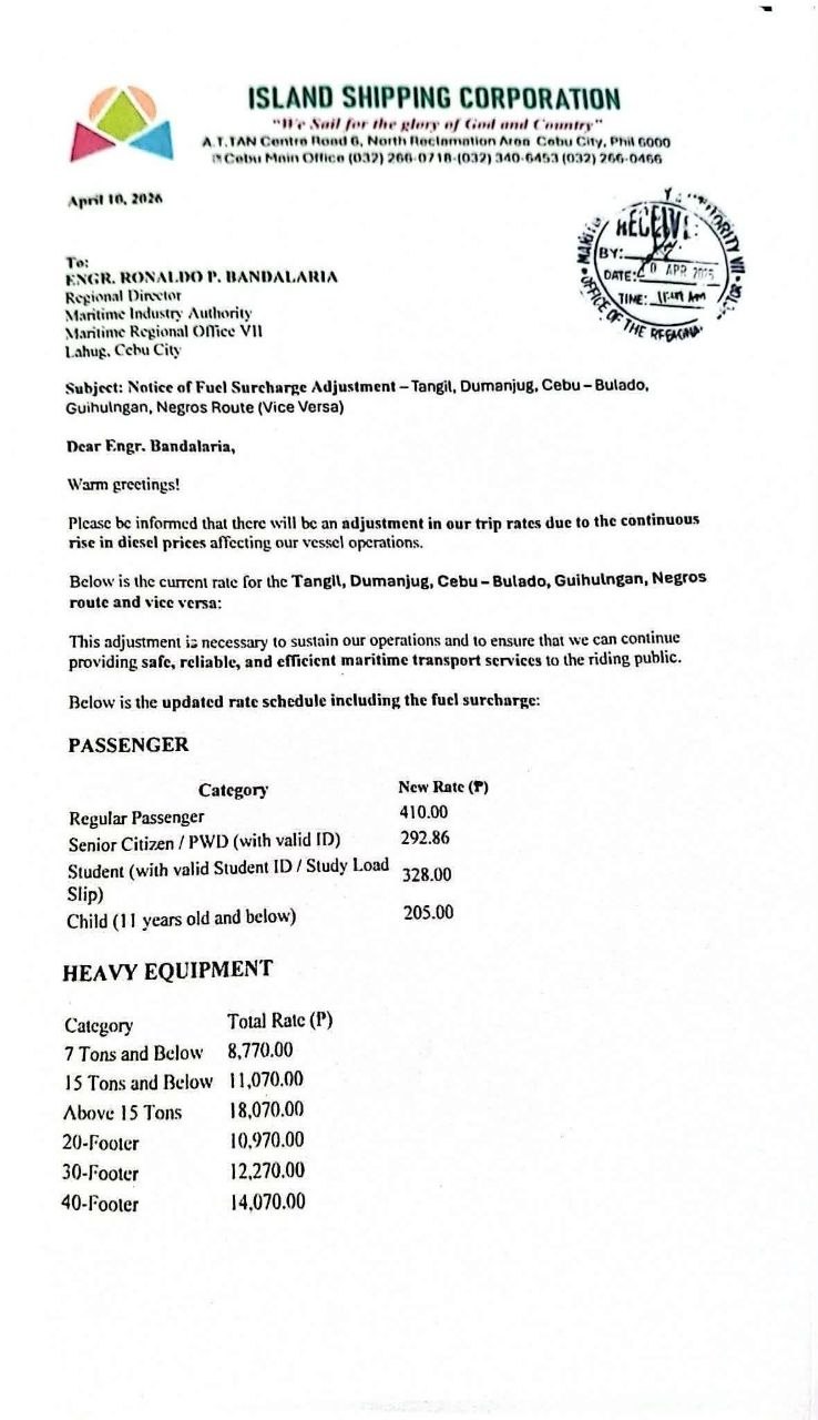 Guihulngan Ferry Fares Rise Due to Fuel Price Surge