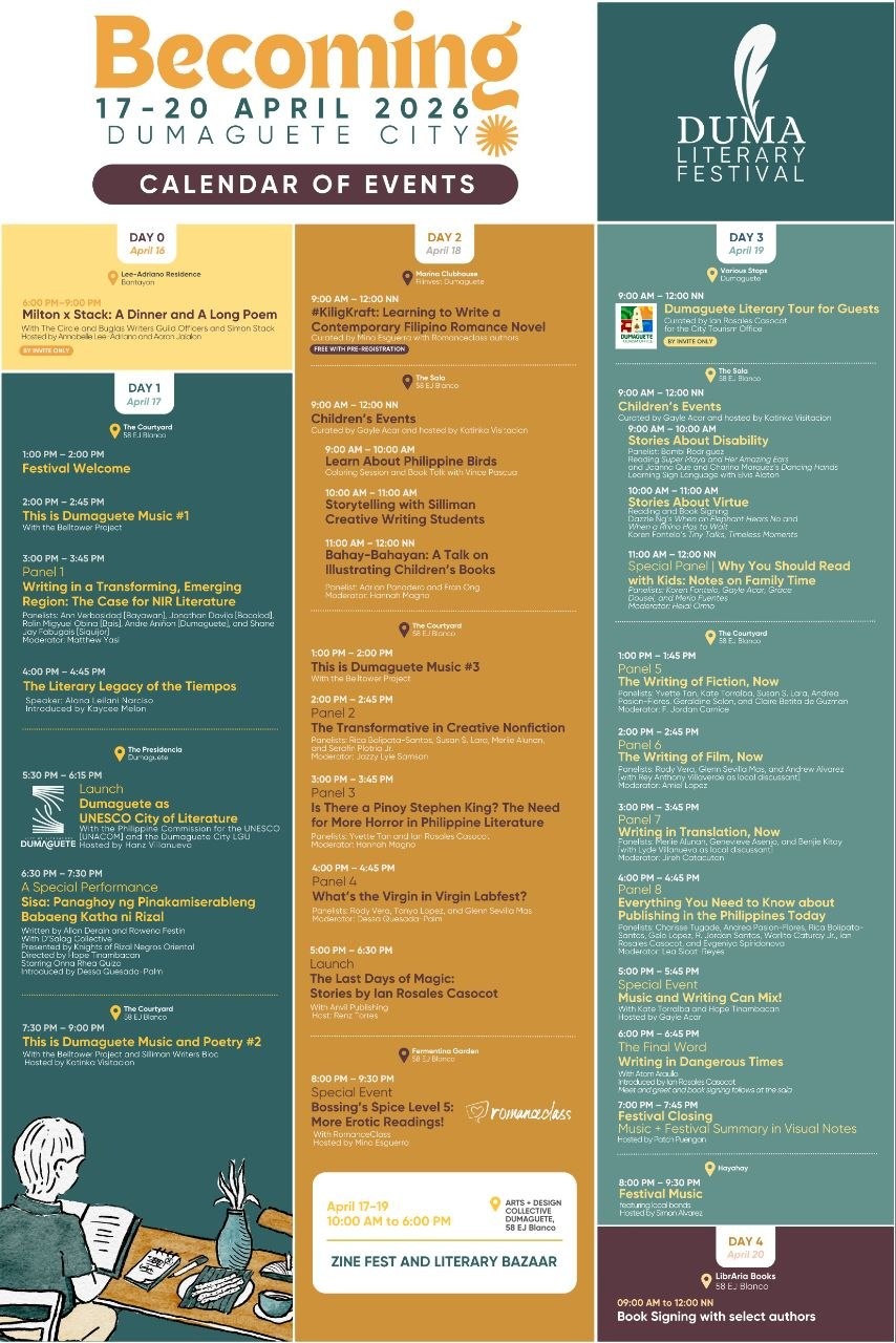 Dumaguete Literary Festival Returns April 17-20, 2026