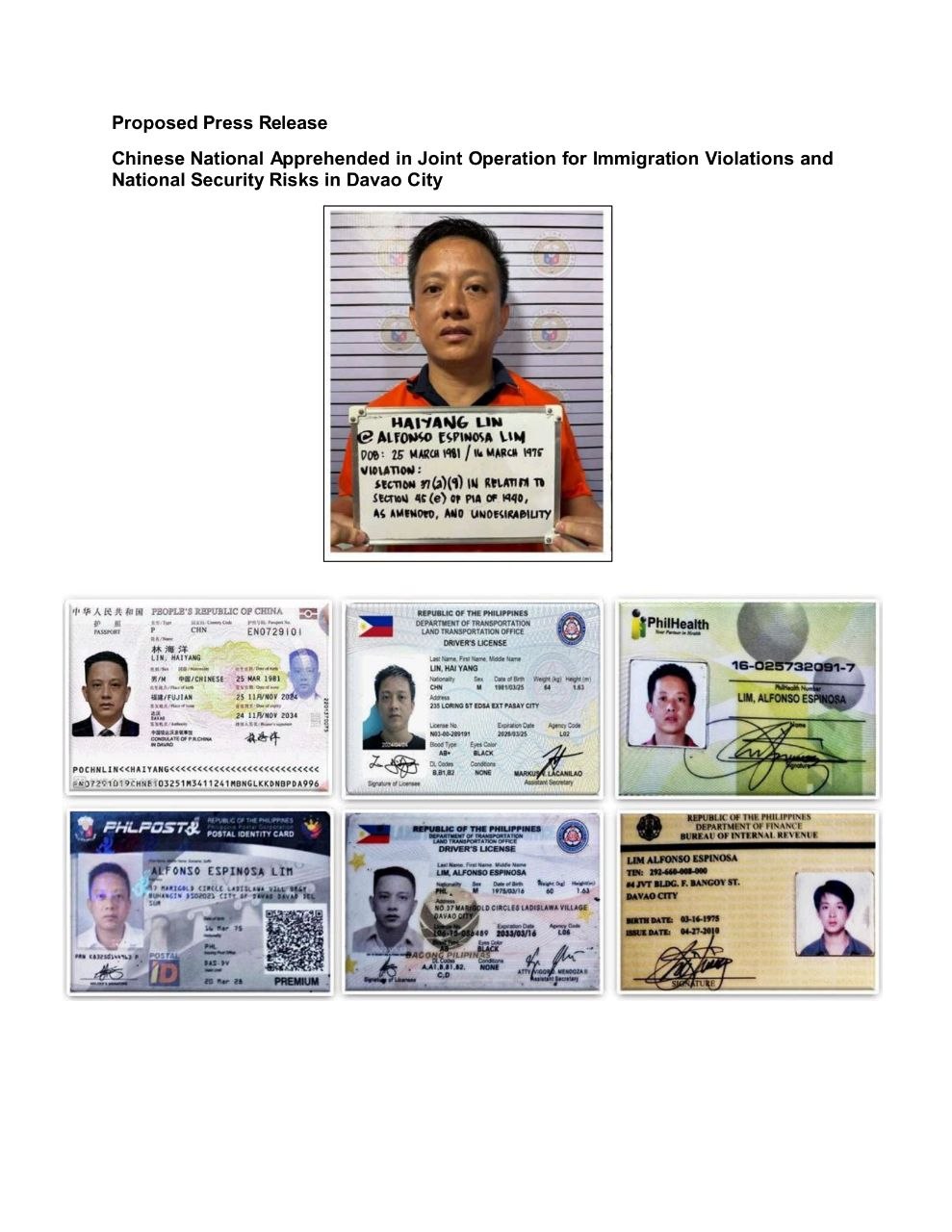 Fraudulent Filipino Identity Lands Chinese Businessman in Jail