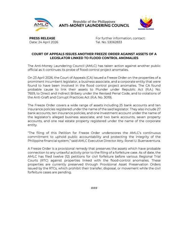 Appeals Court Orders Asset Freeze Against Romualdez in Graft Case