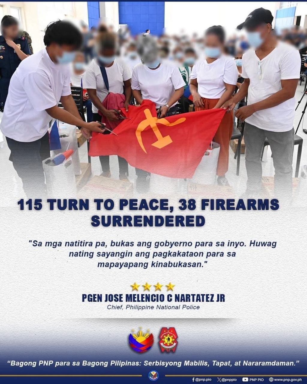 PNP Reports 115 Former Rebels Rejoin Society in Central Luzon