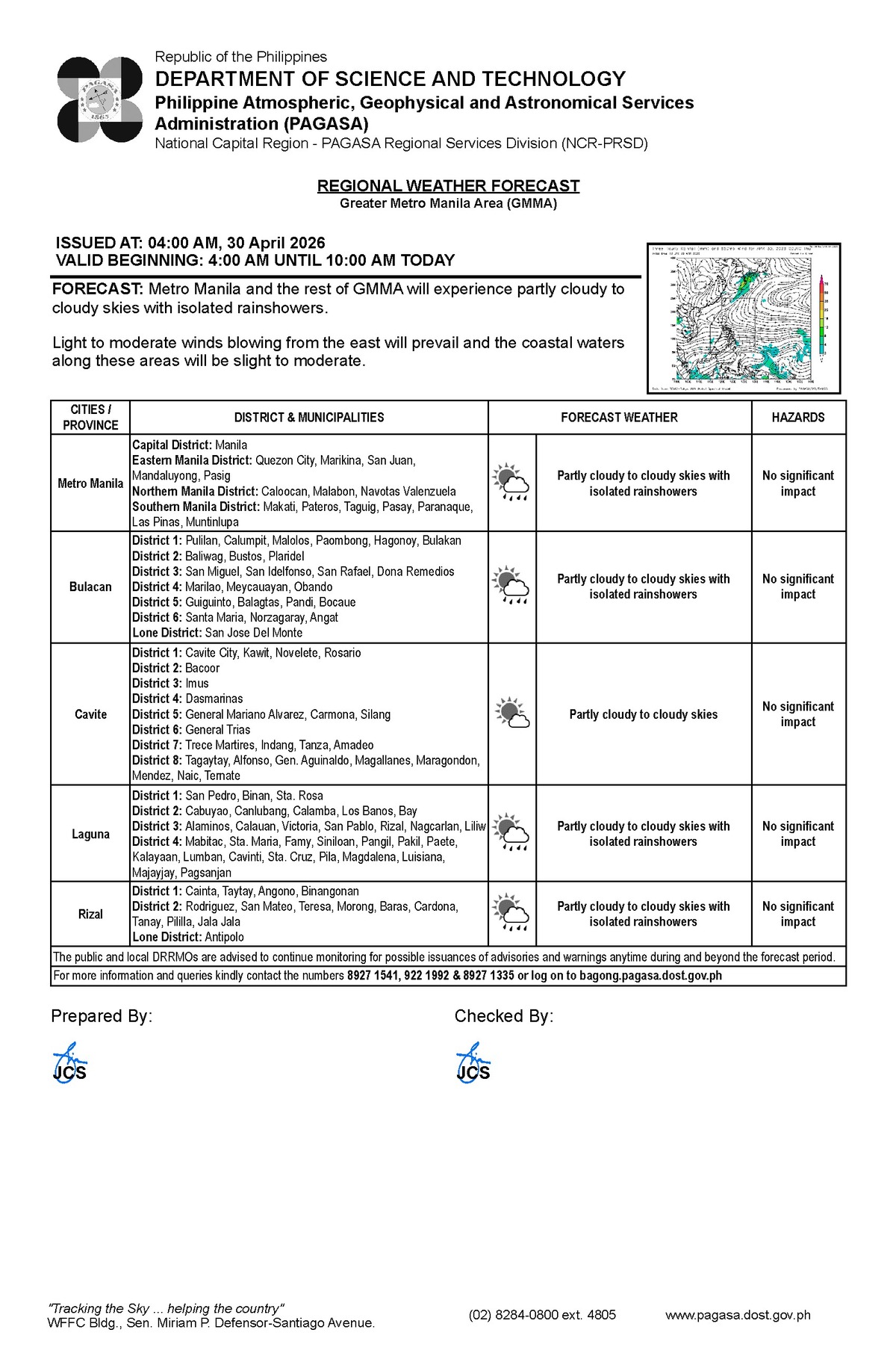 PAGASA: Rain, Thunderstorms to Hit Negros Oriental This Week