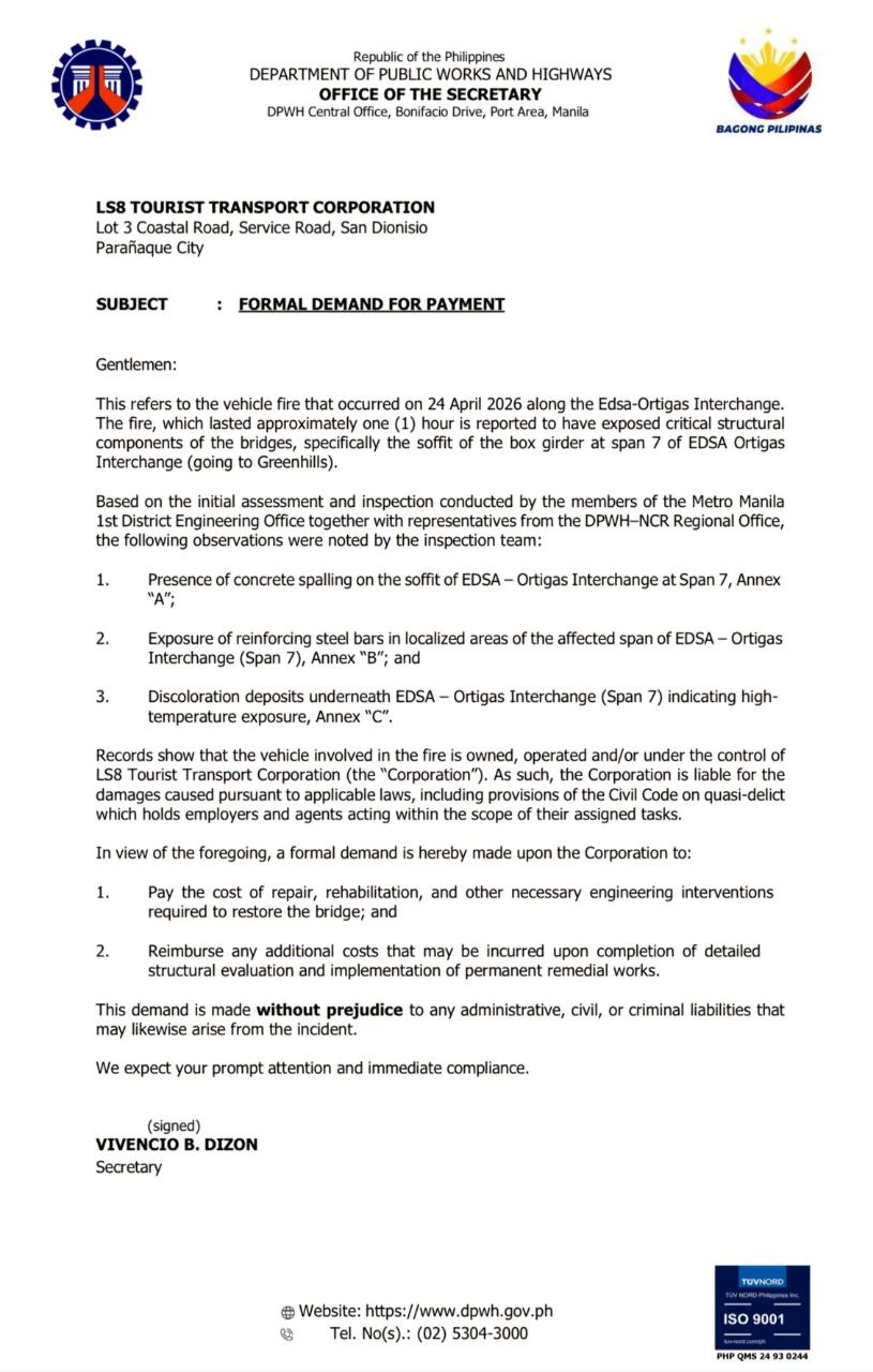 Bus Fire Forces Transport Firm to Cover Bridge Repair Costs