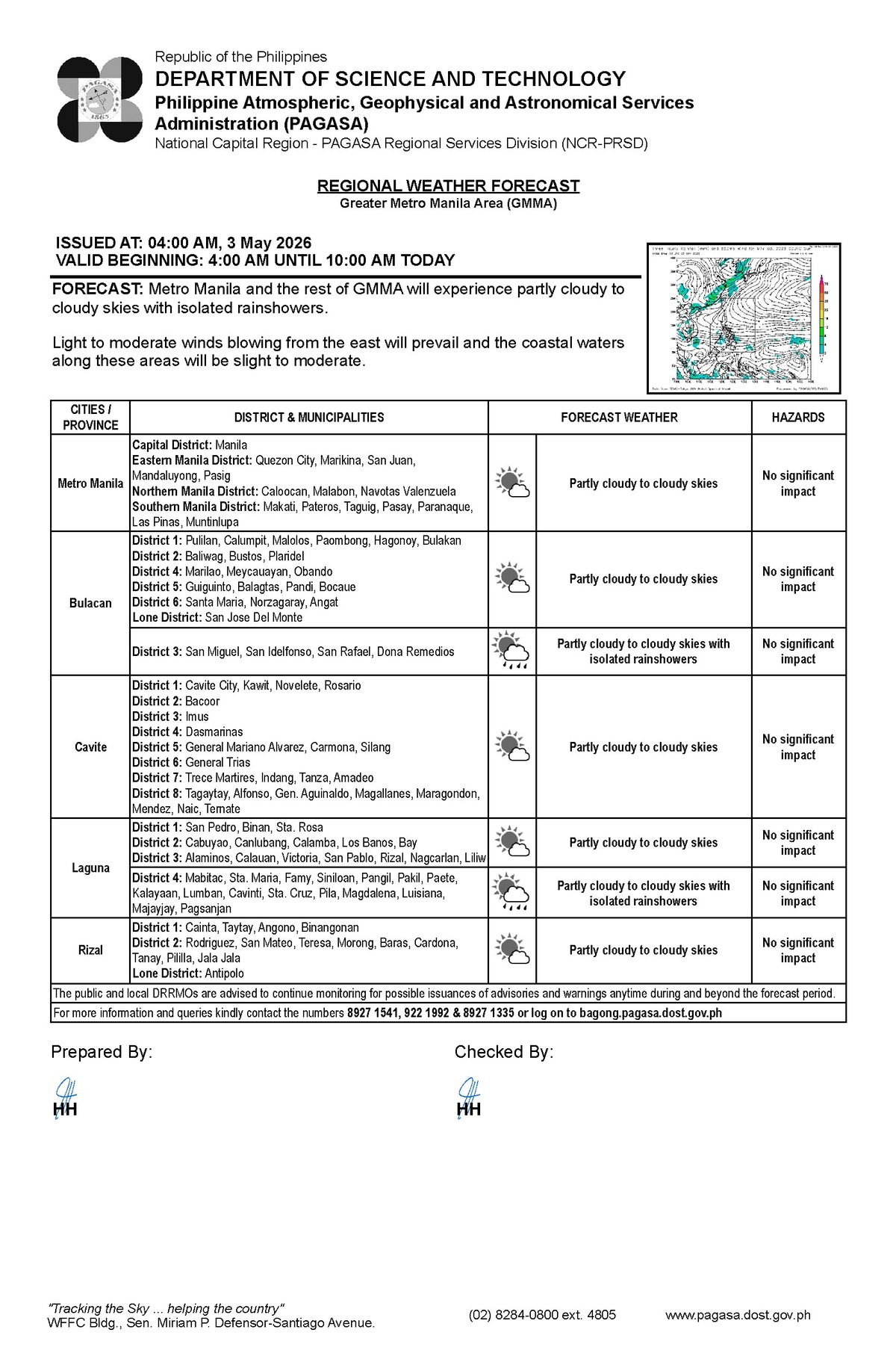 Negros Oriental Weather: Showers, Thunderstorms Expected — Sunday, May 3, 2026
