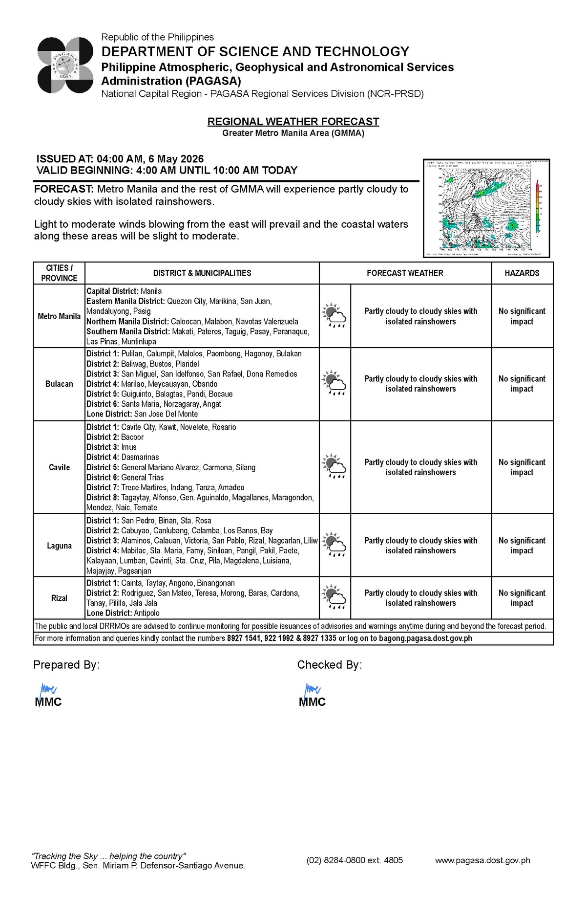 Negros Oriental Weather: Rain Showers, Thunderstorms Possible — Wednesday, May 6, 2026