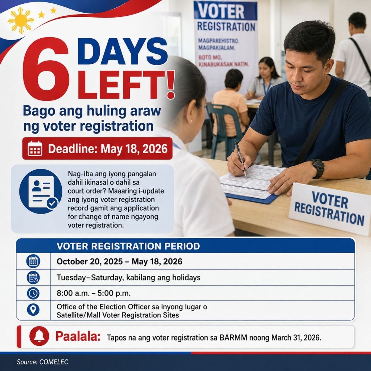 Dumaguete: 6 Days Left for 2026 BSKE Voter Registration