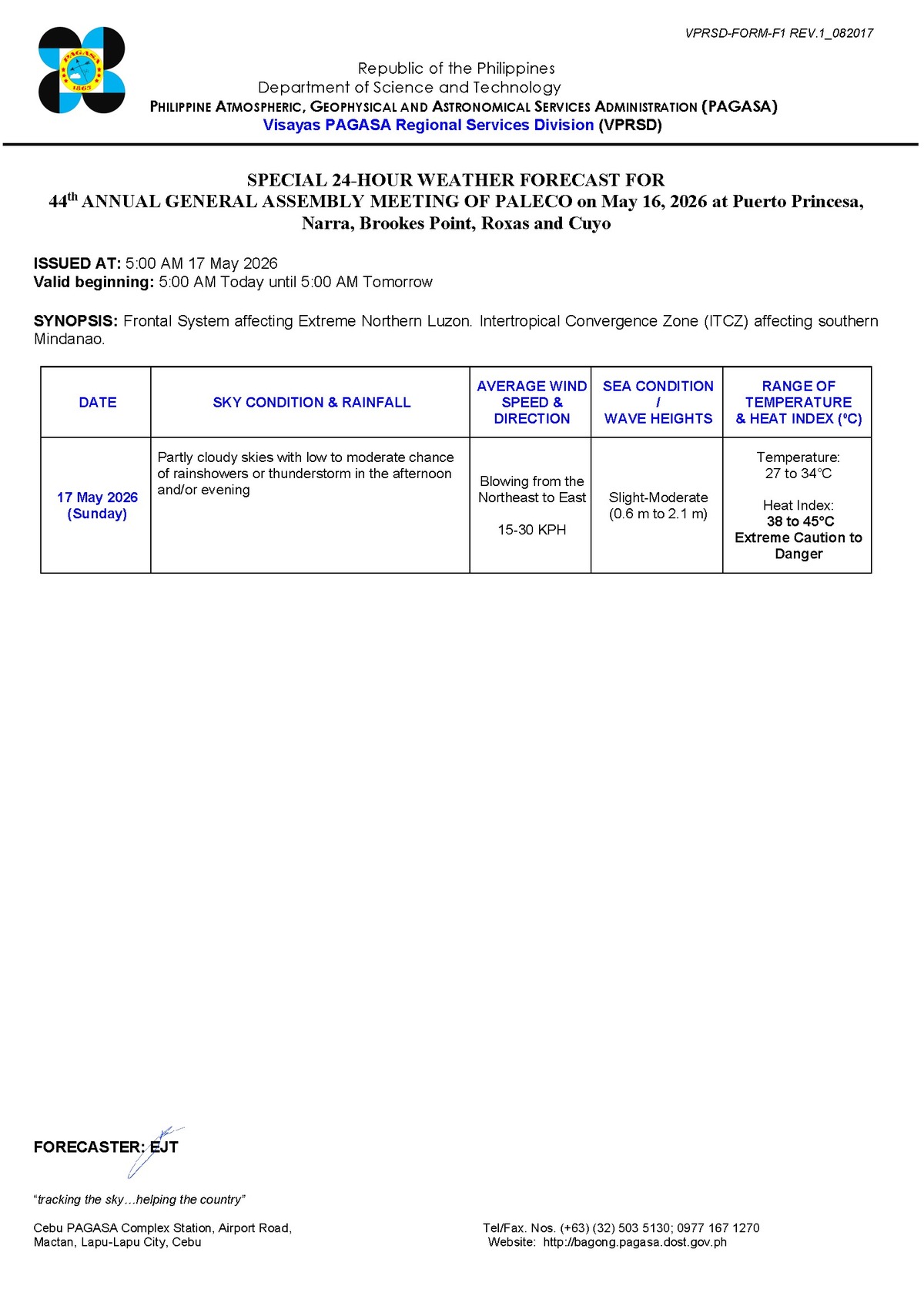 Negros Oriental Weather: Rain Showers, Thunderstorms Possible — Sunday, May 17, 2026