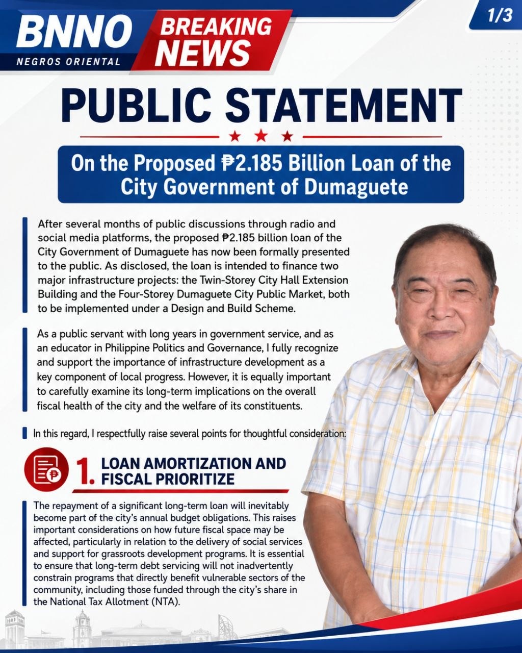 Atty. Petit Baldado Raises Concerns Over Dumaguete's ₱2.185B Loan