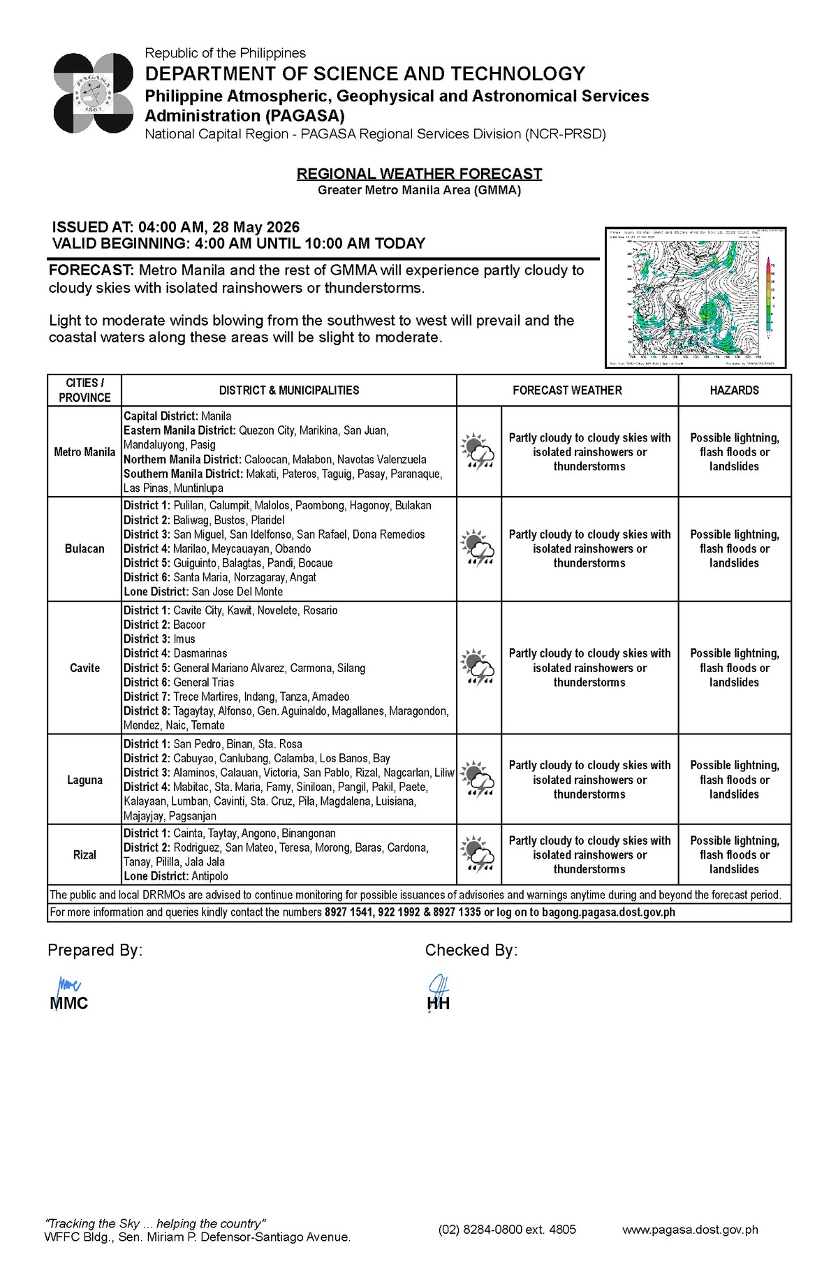 Negros Oriental Weather: Rain Showers, Thunderstorms Possible - PAGASA — Thursday, May 28, 2026