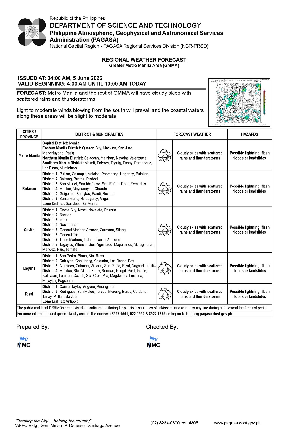 Rainshowers, Thunderstorms Likely Over Negros Oriental Friday