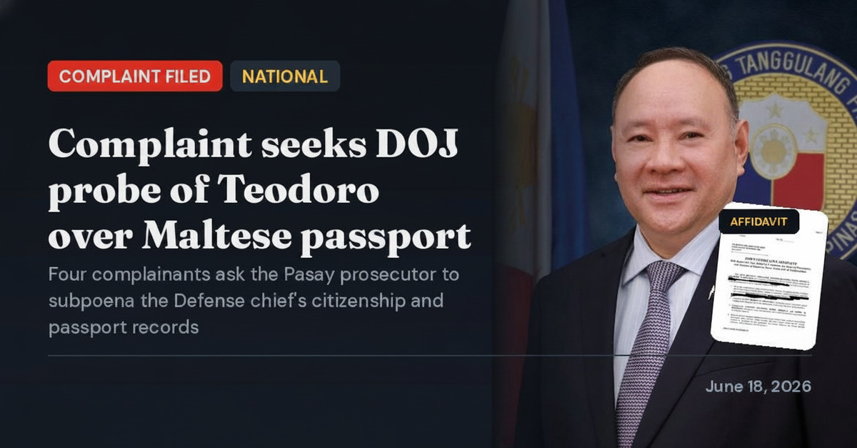 Four Citizens File Case vs. Teodoro Over Alleged Maltese Passport Issue
