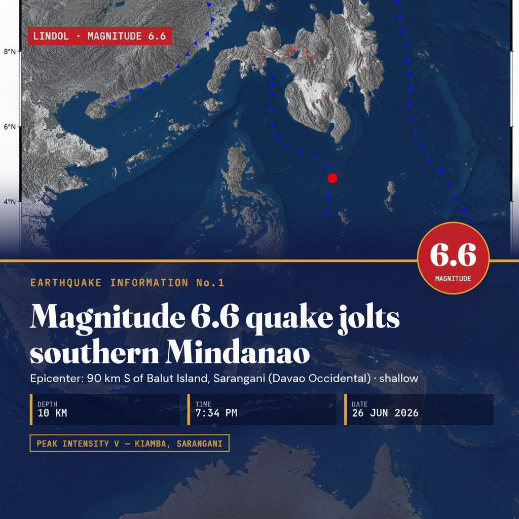 Strong 6.6 Quake Rocks Waters Off Davao Occidental Coast