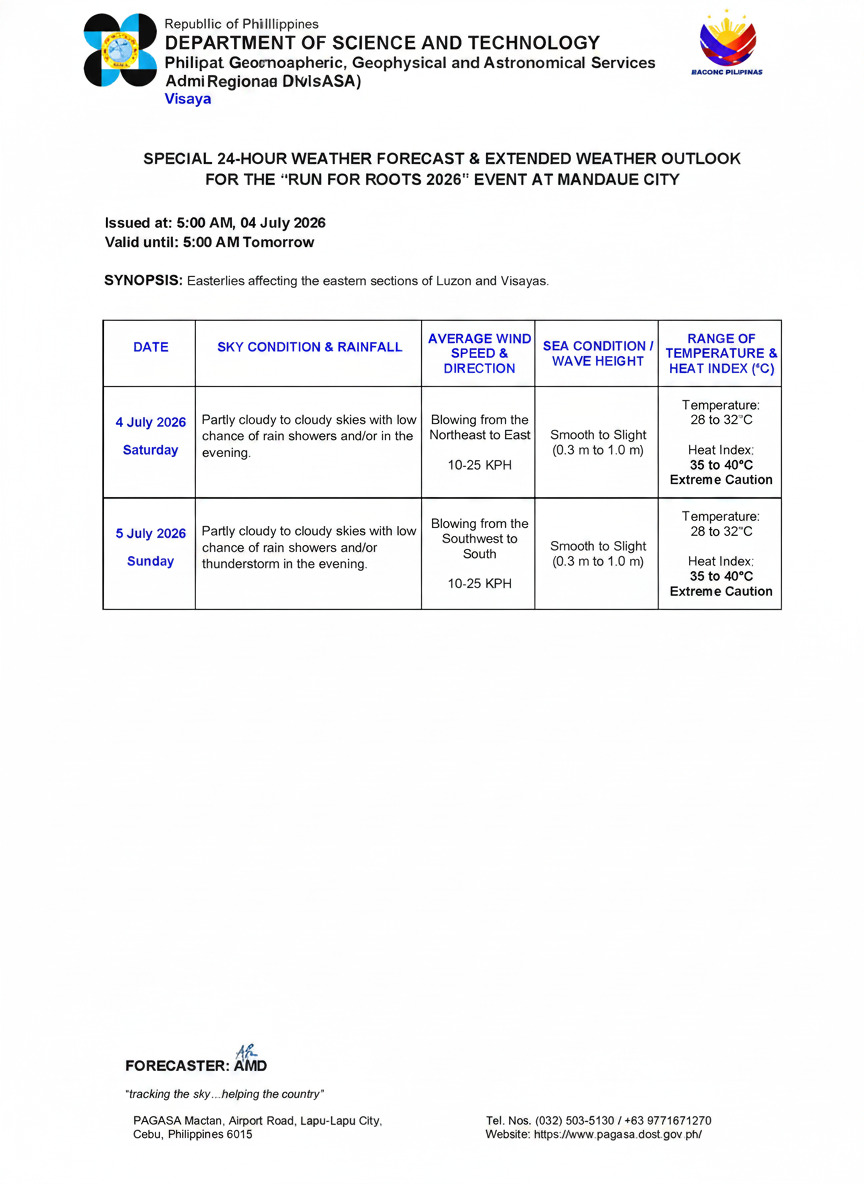 Rain, Thunderstorms Expected Over Negros Oriental This Saturday — Saturday, July 4, 2026