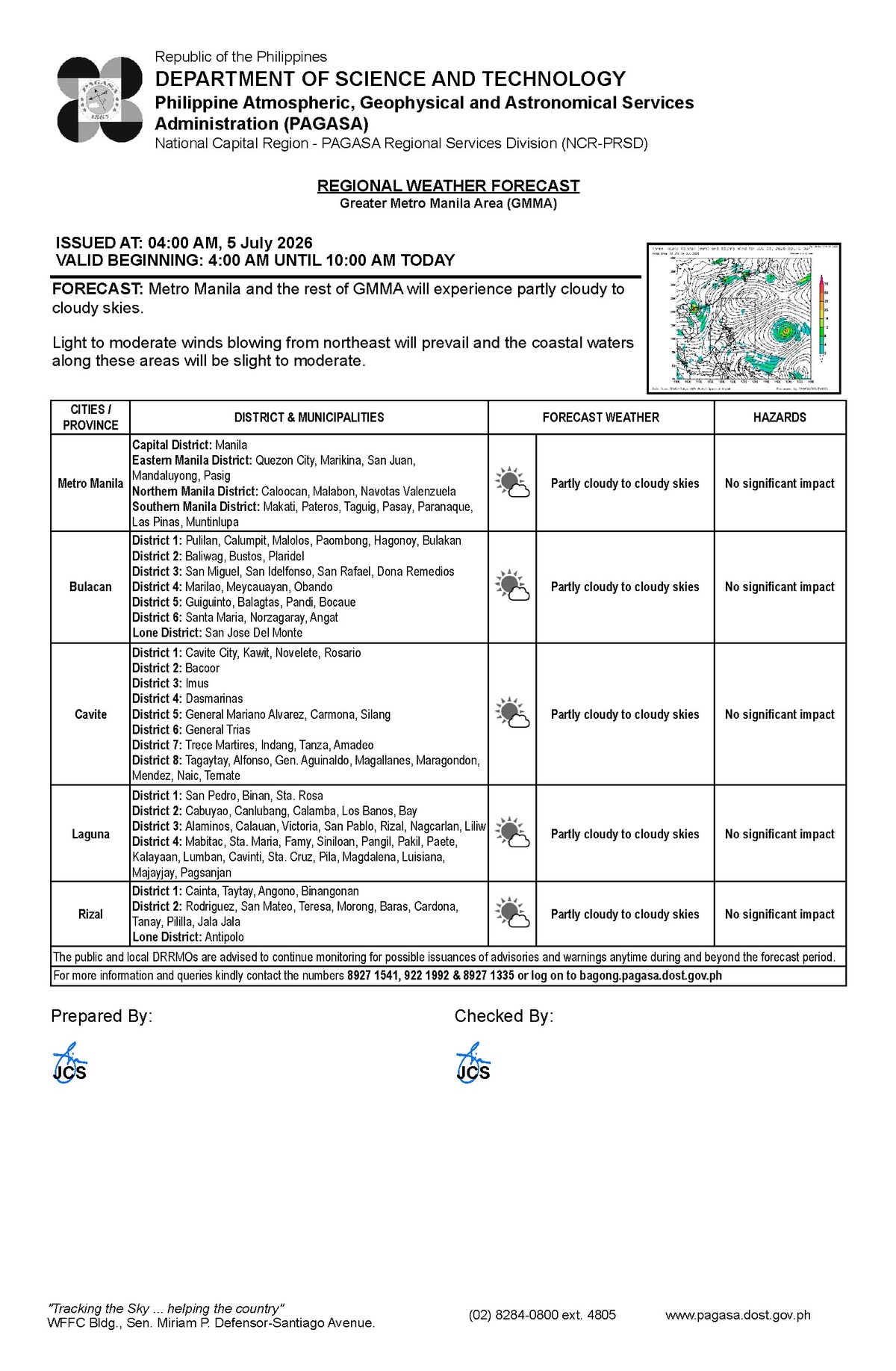 Rain, Thunderstorms Expected Across Negros Oriental This Sunday — Sunday, July 5, 2026