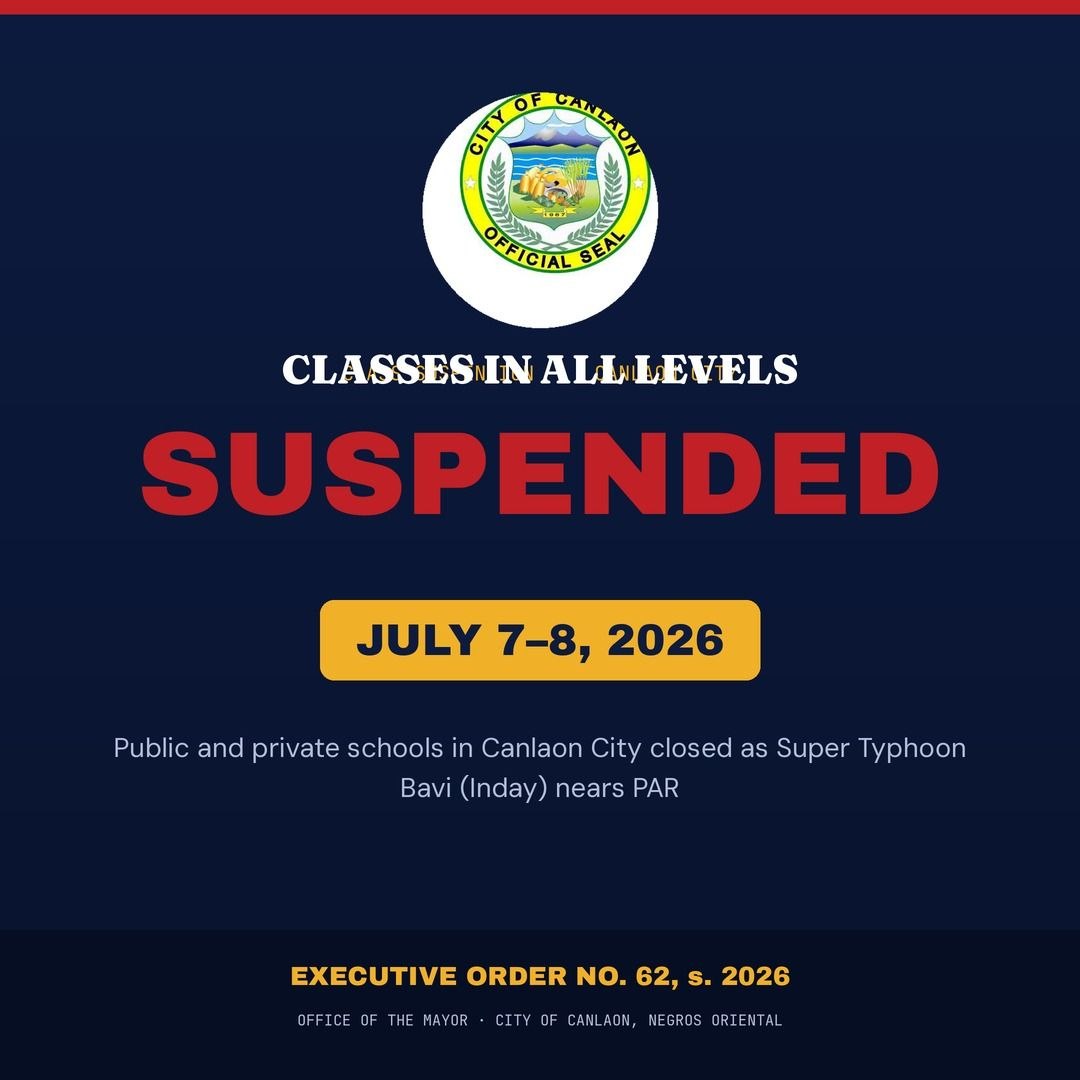 Canlaon City: Classes Suspended July 7–8 for Typhoon Bavi