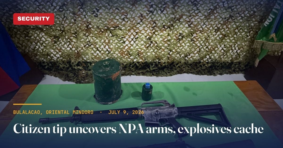 Resident's Tip Uncovers Rebel Weapons Stash in Oriental Mindoro