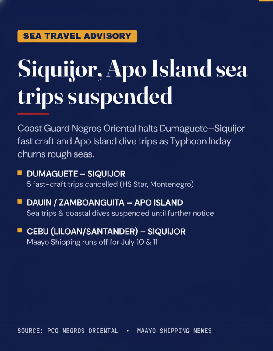 Negros Oriental: Sea Trips to Siquijor, Apo Island Halted