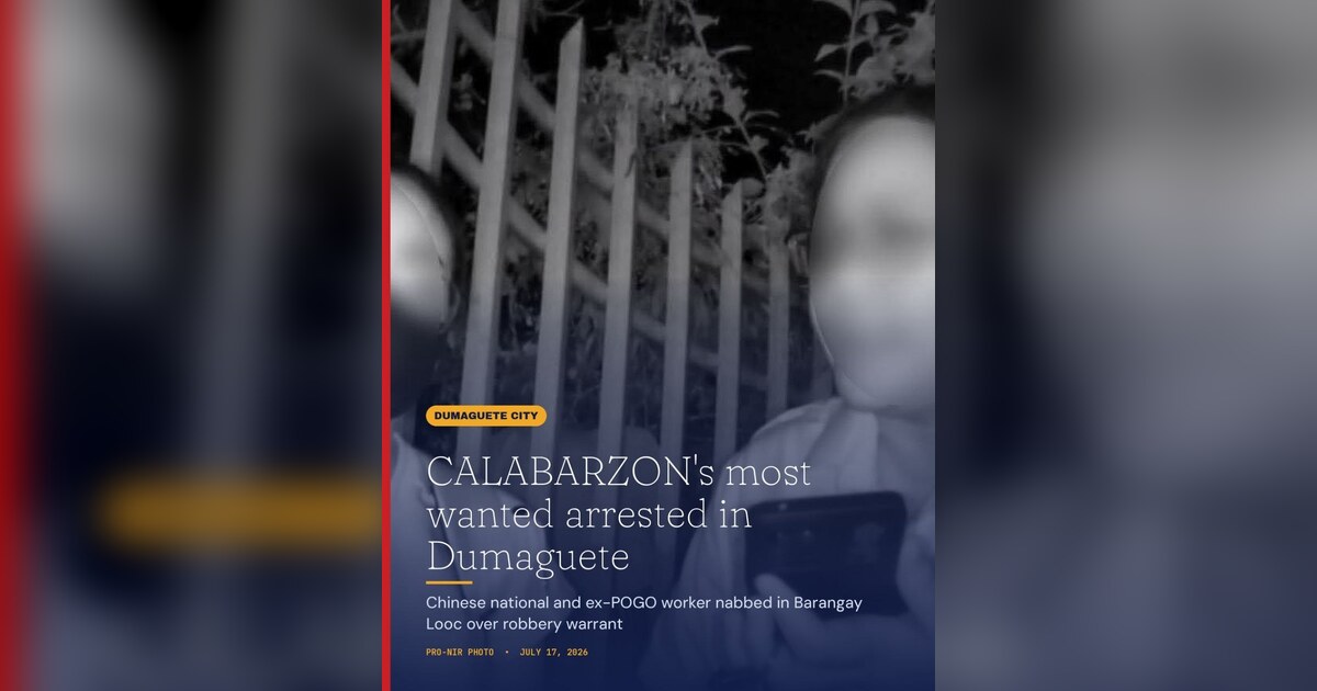 Dumaguete: CALABARZON Top Most Wanted Arrested