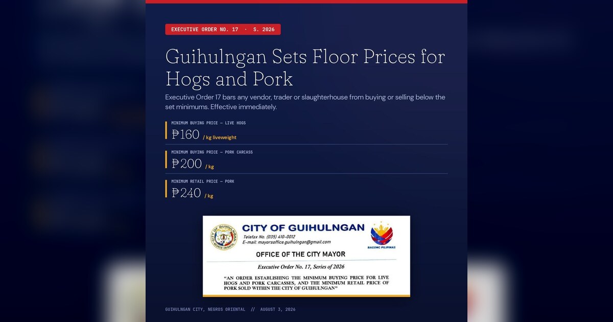 Guihulngan Sets Pork Price Floor Amid ASF Shipping Bans