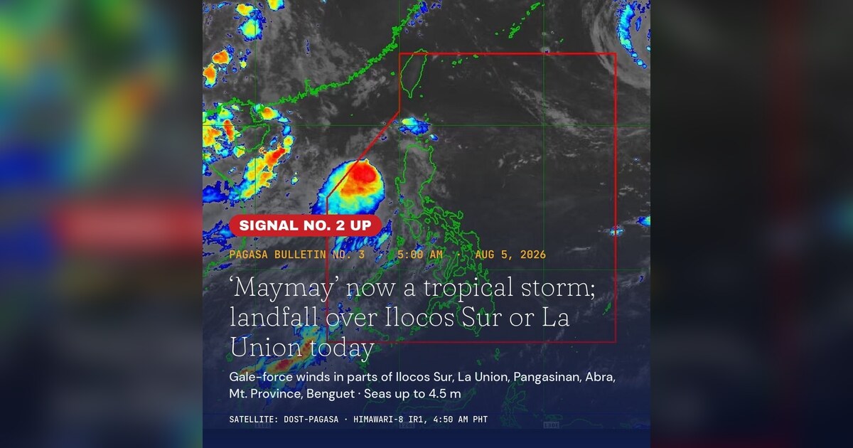 Storm Maymay Bearing Down on Northern Luzon Coast Wednesday