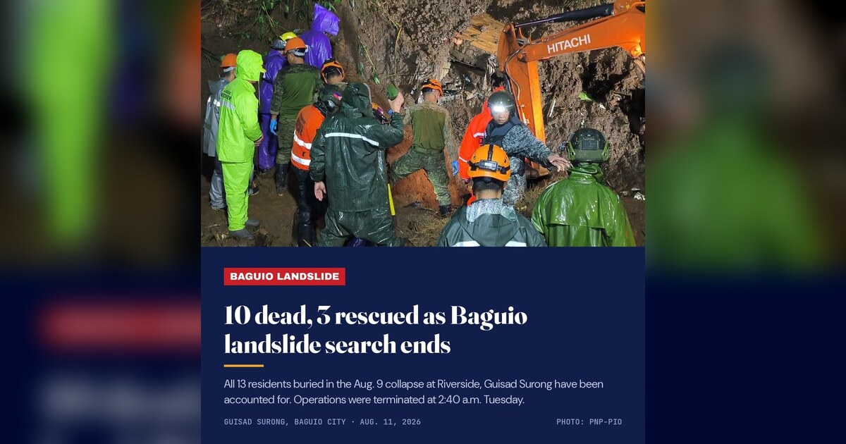 Baguio Landslide Claims 10 Lives; Search Operations Concluded