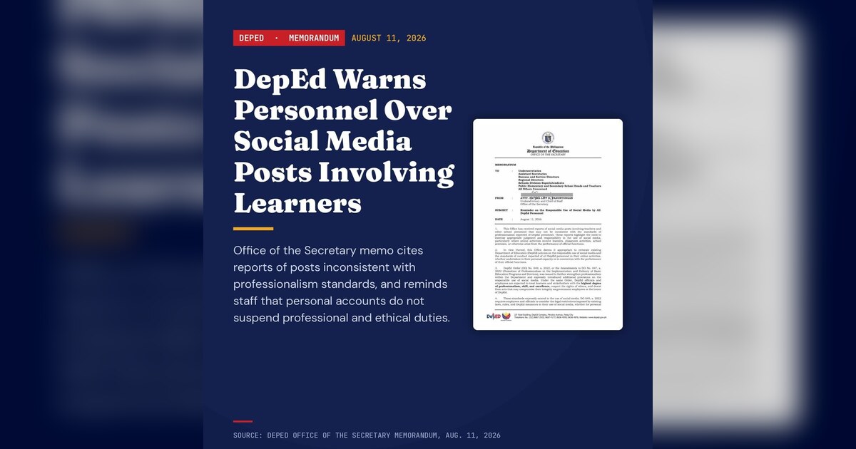 DepEd Puts All Staff on Notice Over Social Media Content Featuring Students