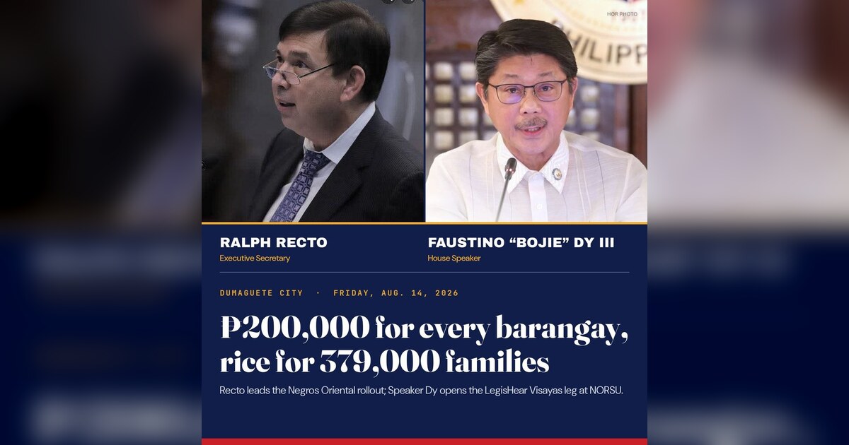 Negros Oriental: Recto Rolls Out ₱111.4M Barangay Aid