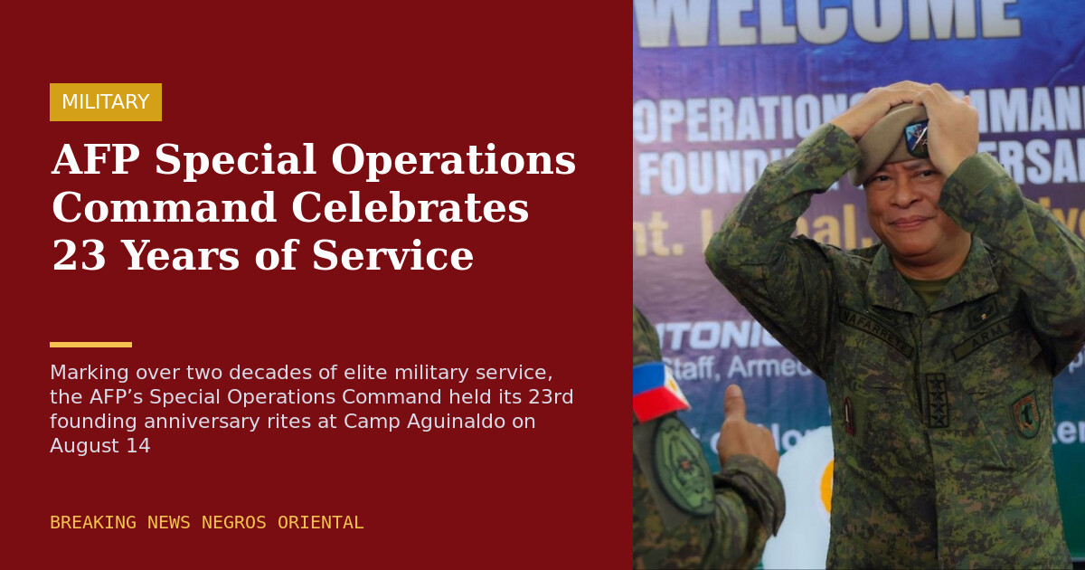AFP Special Operations Command Celebrates 23 Years of Service