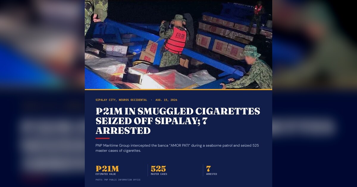 Sipalay City: ₱21M Smuggled Cigarettes Seized, 7 Arrested