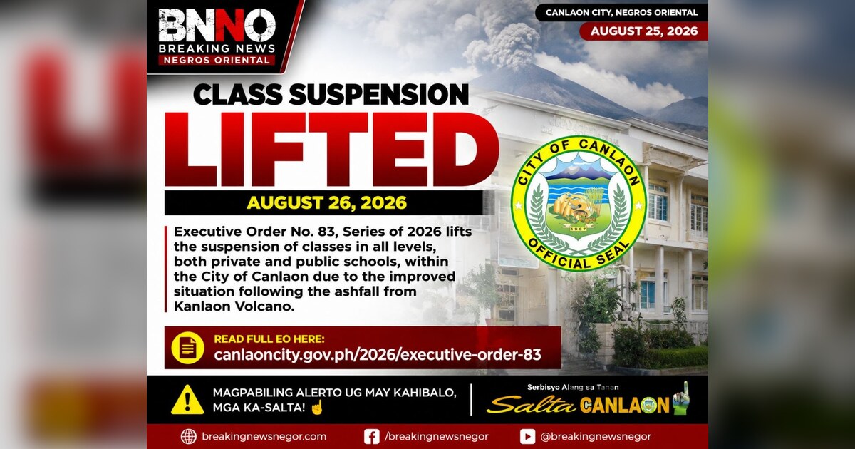Canlaon City Ends Class Suspension Starting August 26
