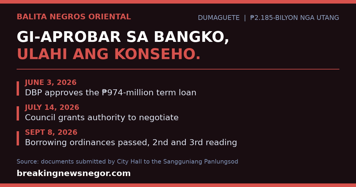 Bank Approved Dumaguete's ₱974-Million Loan Six Weeks Before the Council Allowed Negotiations