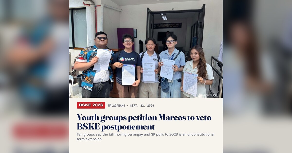 Youth Coalitions Press Marcos to Reject BSKE Delay Bill