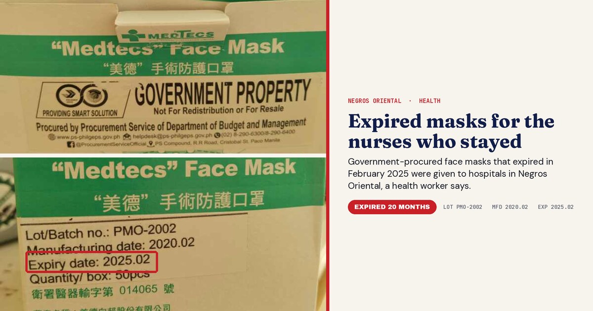 Nurses in Negros Oriental Given Masks That Expired in 2025, Health Worker Says