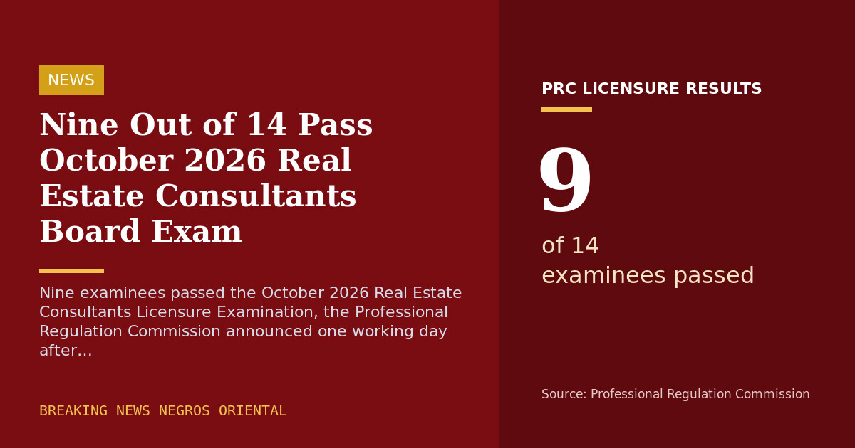 Nine Out of 14 Pass October 2026 Real Estate Consultants Board Exam
