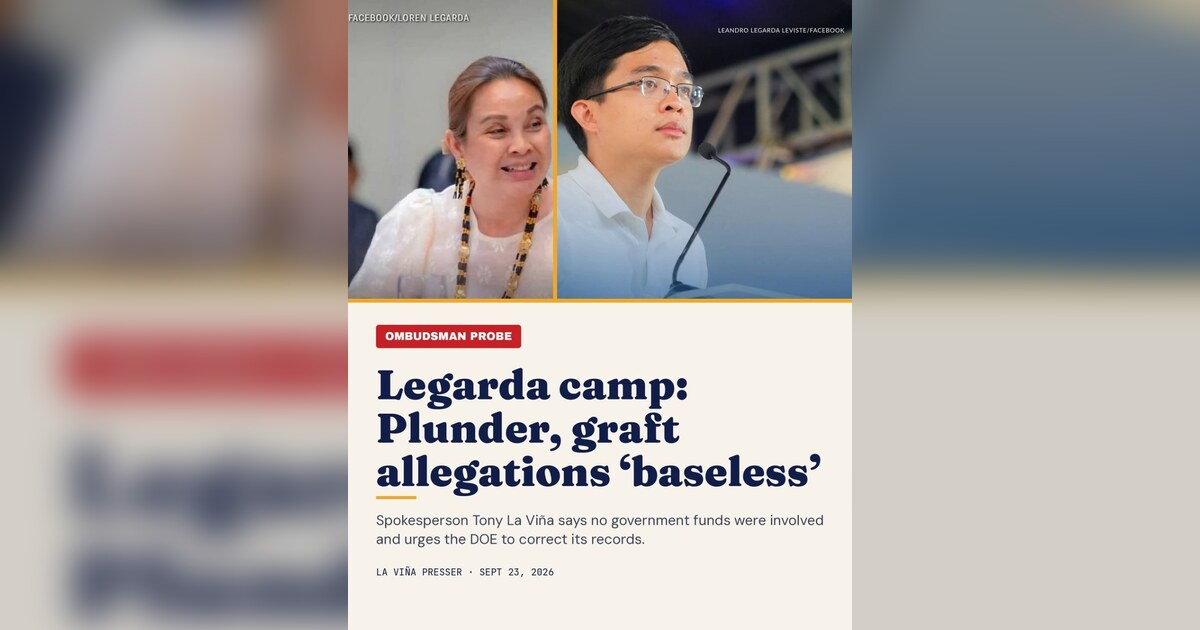 Legarda Spokesperson Calls Plunder Complaint 'Ridiculous'