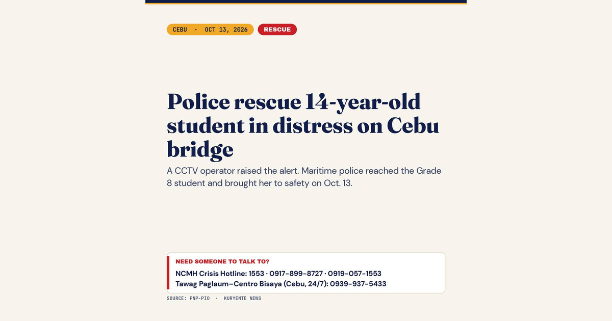 CCTV Operator's Alert Leads to Rescue of Teen on Cebu Bridge