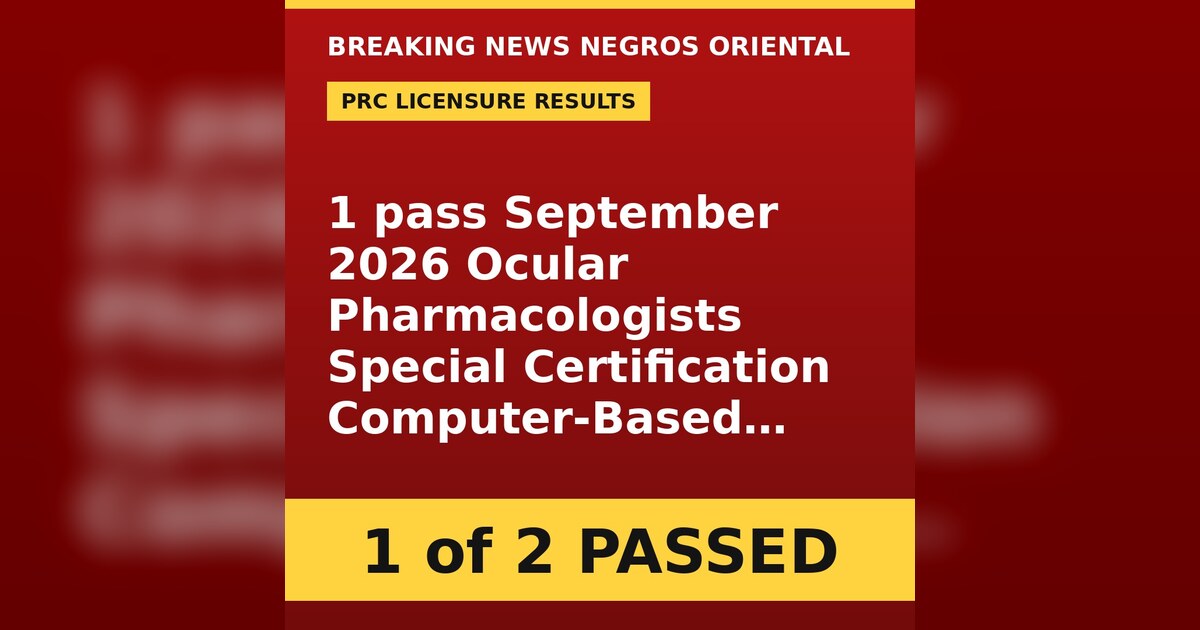 One Passes September 2026 Ocular Pharmacologist Special Exam