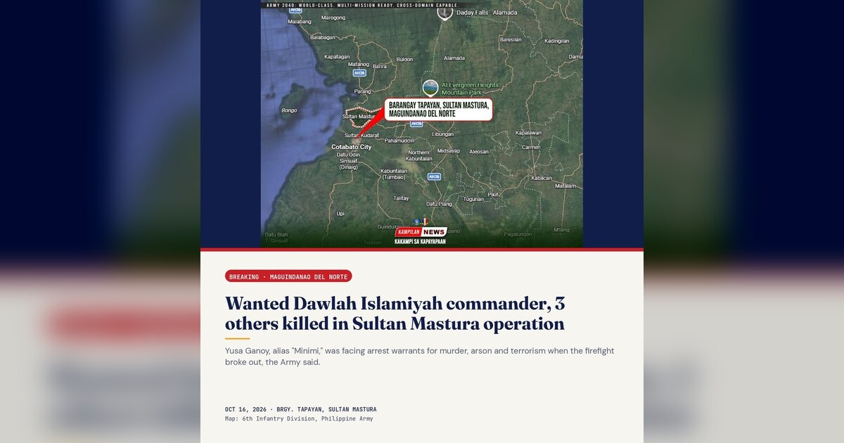 DI-Hassan Militant Commander Yusa Ganoy Slain in Maguindanao Shootout