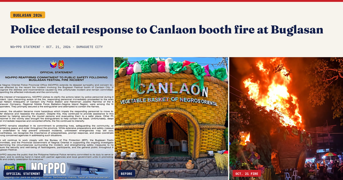 Canlaon City booth burns at Buglasan Festival; mayor vows aid to the injured