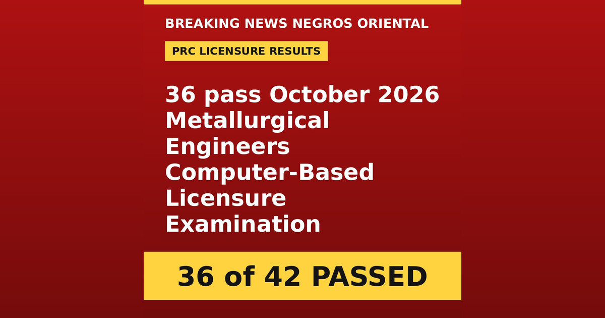 36 Out of 42 Pass October 2026 Metallurgical Engineering Board Exam