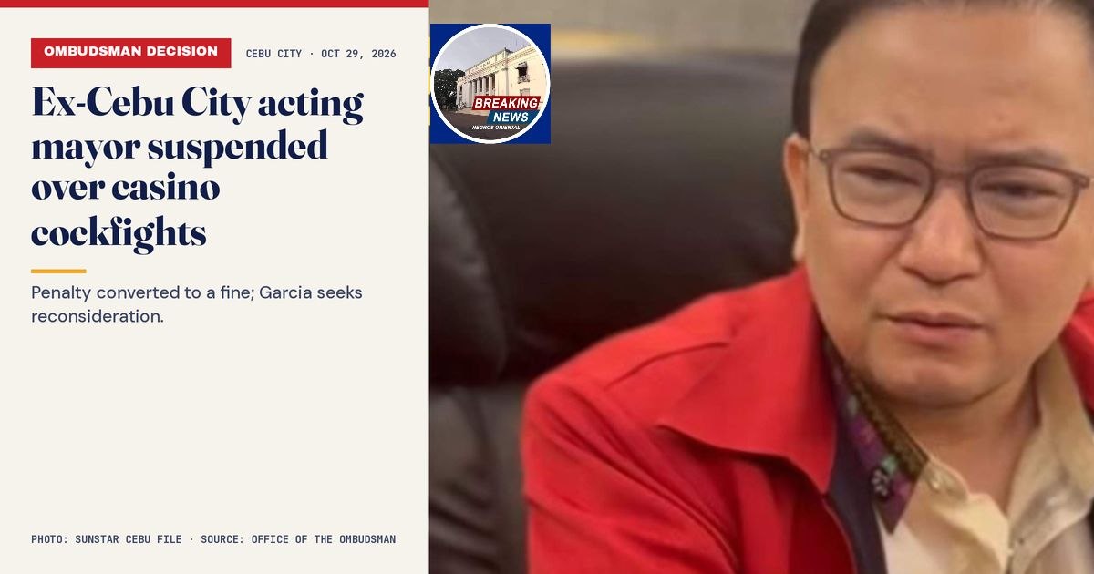 Ombudsman Suspends Ex-Cebu City Acting Mayor Over Illegal Casino Cockfights