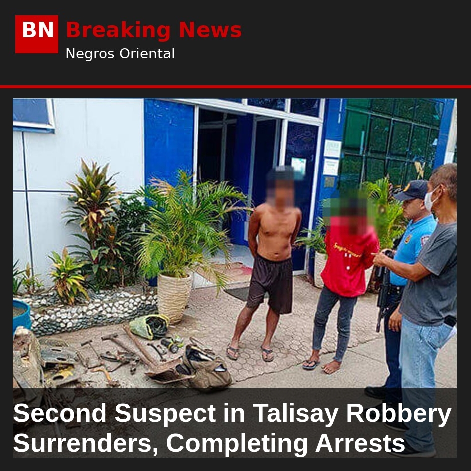 Image related to: Second Suspect in Talisay Robbery Surrenders, Completing Arrests