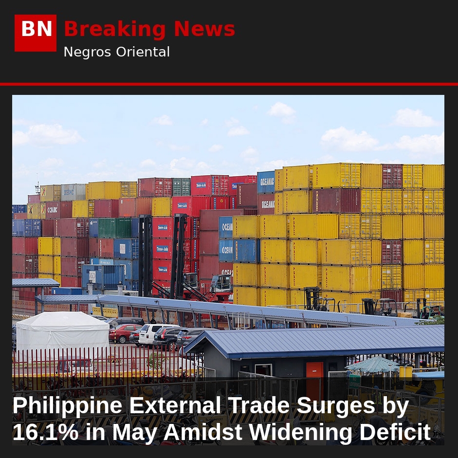 Image related to: Philippine External Trade Surges by 16.1% in May Amidst Widening Deficit