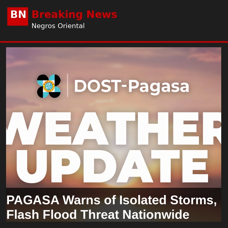 PAGASA Warns of Isolated Storms, Flash Flood Threat Nationwide