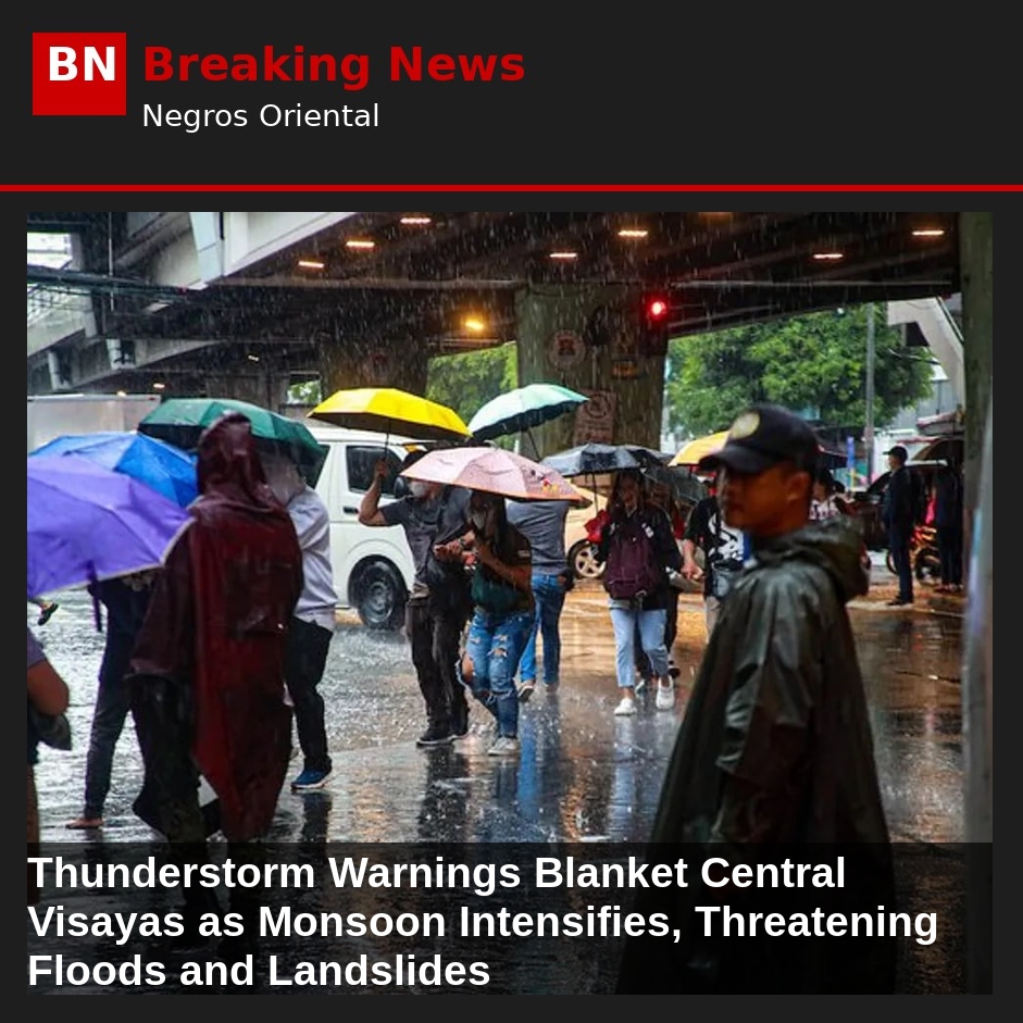 Thunderstorm Warnings Blanket Central Visayas as Monsoon Intensifies, Threatening Floods and Landslides